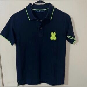 Psycho Bunny Kids Polo Black with neon Green logo and accents